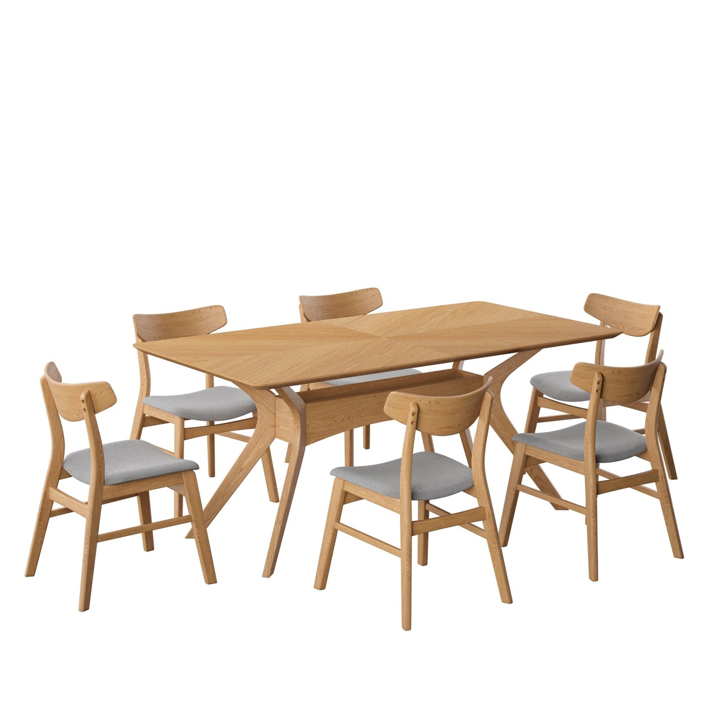 Juego de Comedor Dallas de Madera con 6 Sillas Tapizadas