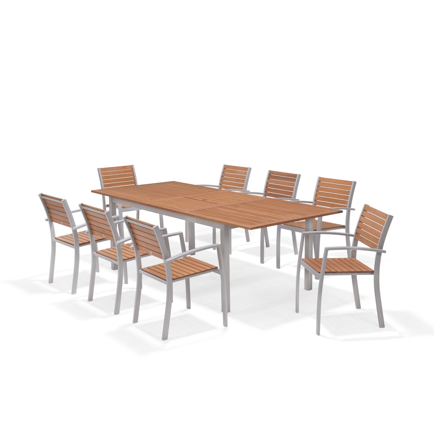 Comedor Barcelona de Exterior Extensible con 8 Sillas de Madera y Aluminio