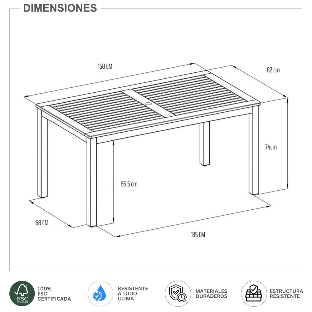 
                      
                        Mesa Orlando para Exterior de Madera con Acabado de Teca
                      
                    