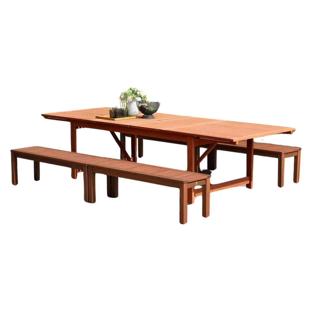 Comedor Extensible con 4 Bancas de Jardin