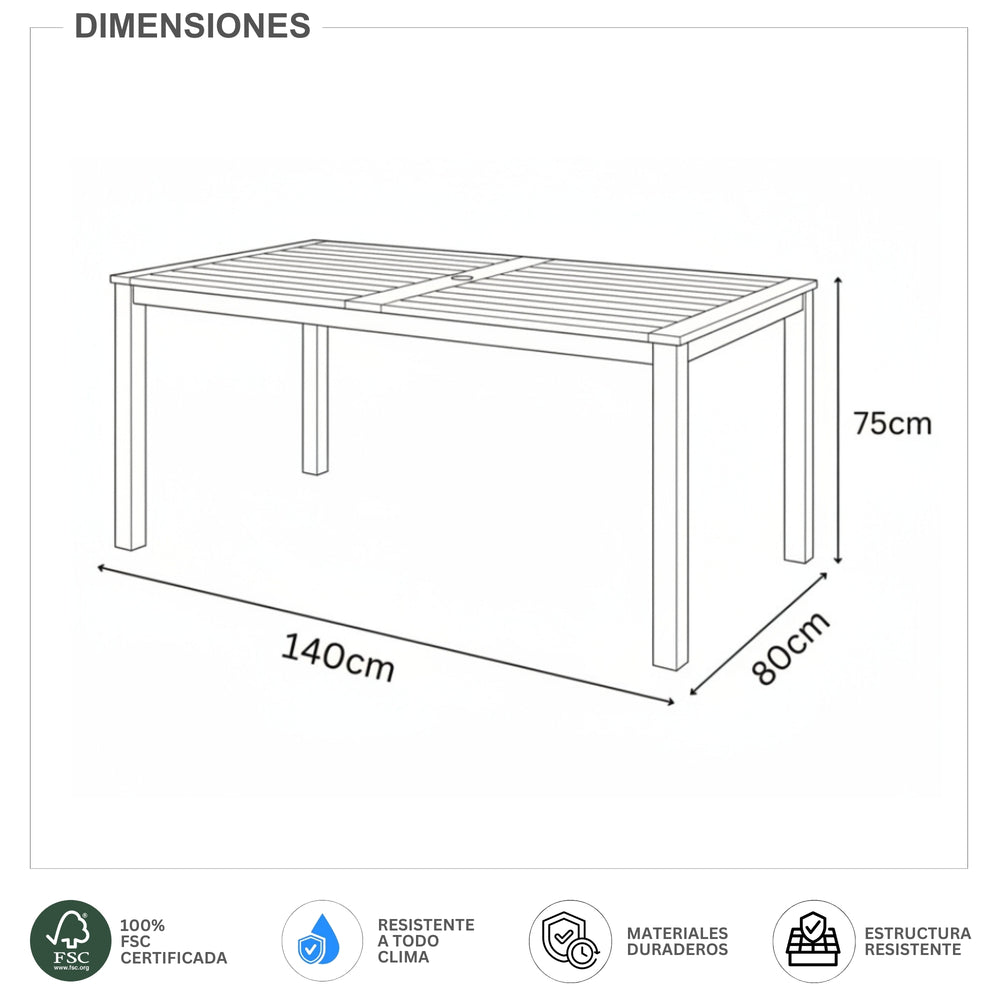 
                      
                        Mesa de Exterior Barcelona 140 de Madera
                      
                    