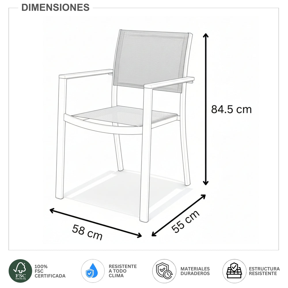 
                      
                        Comedor Exterior Santorini con 4 Sillas de Madera y Aluminio
                      
                    