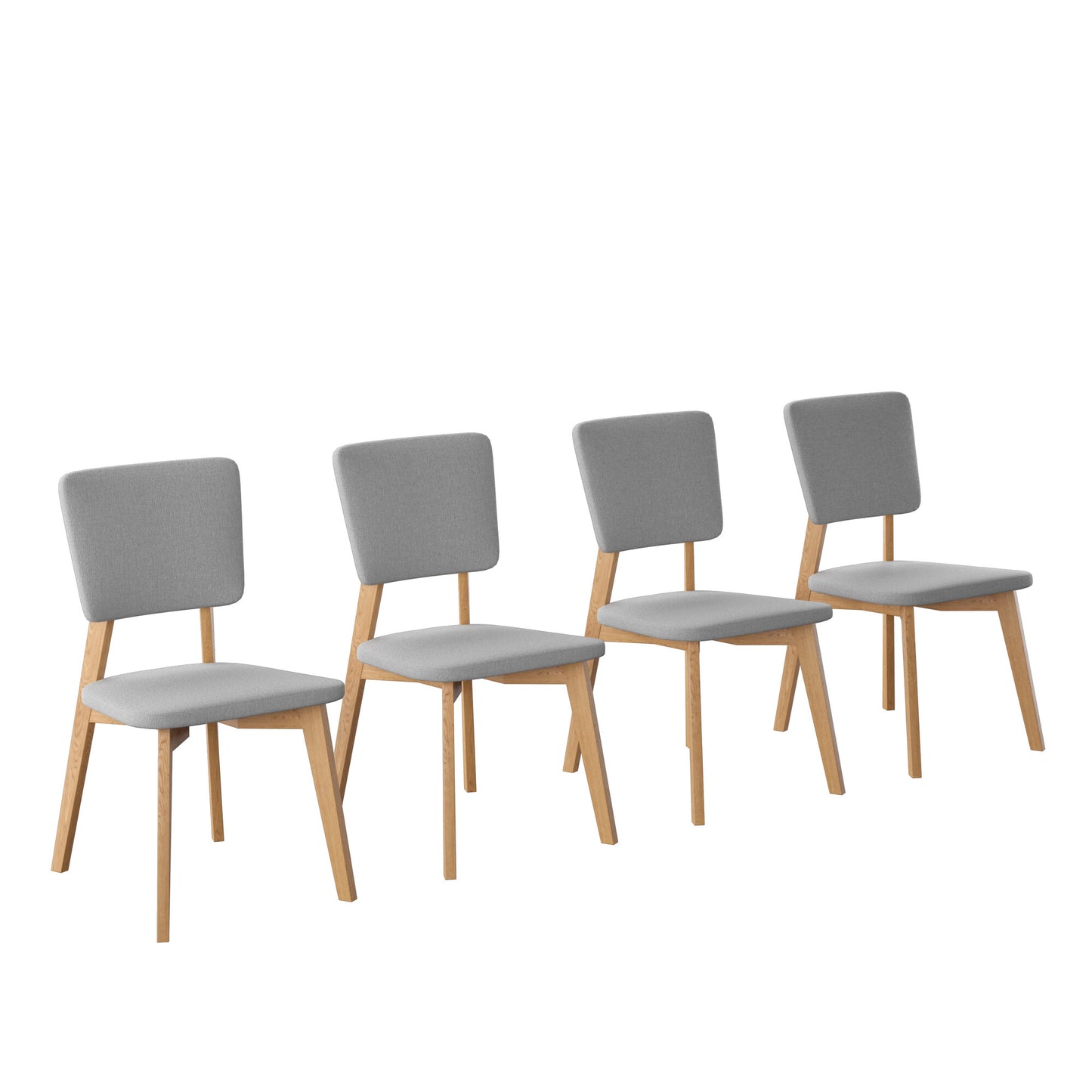 Set de 4 Sillas de Comedor Lago de Madera con Tapizado Gris