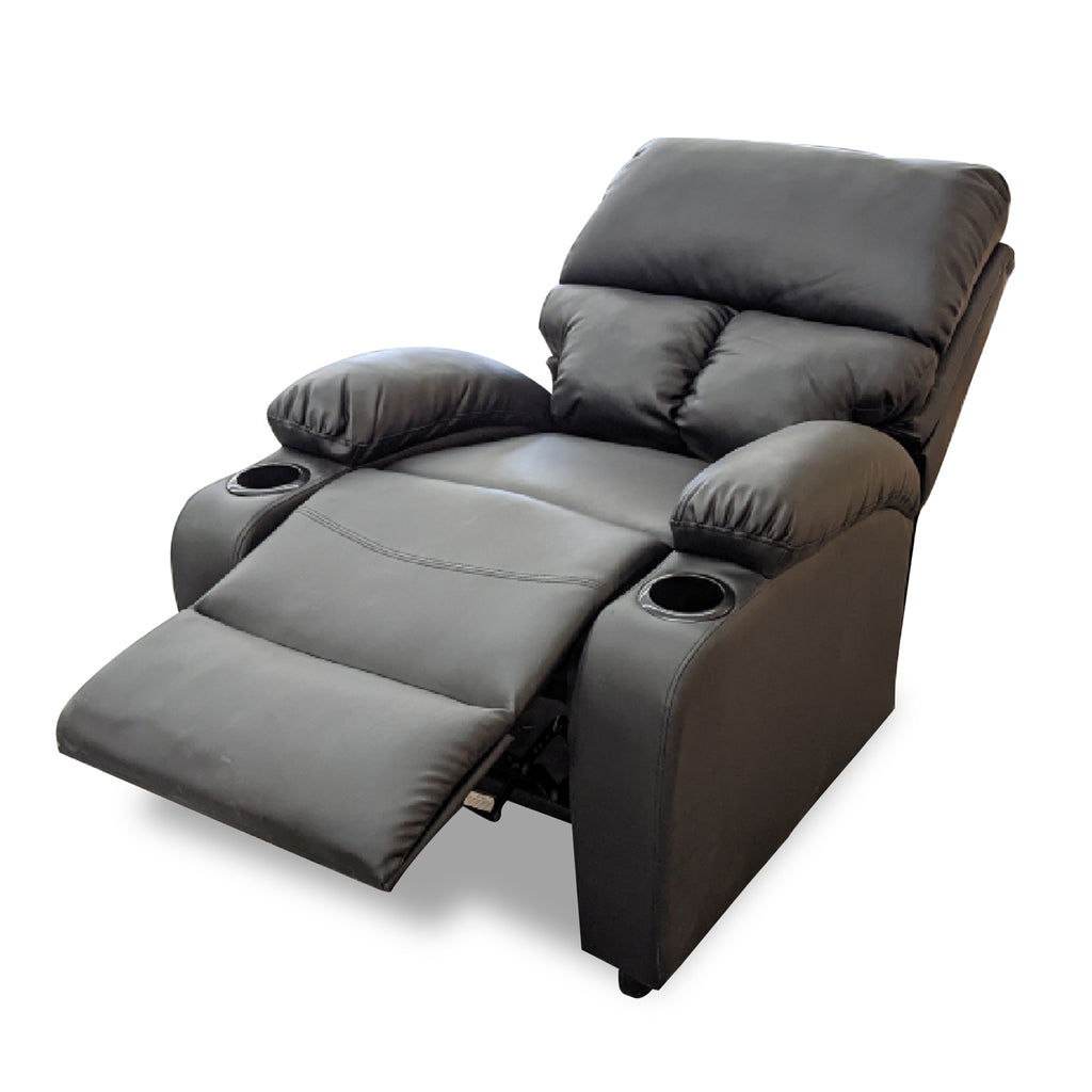 Sofa reposet reclinable de 1 cuerpo con apoyavasos Sillon Reposet Reclinable Individual Tapizado en Simil Cuero