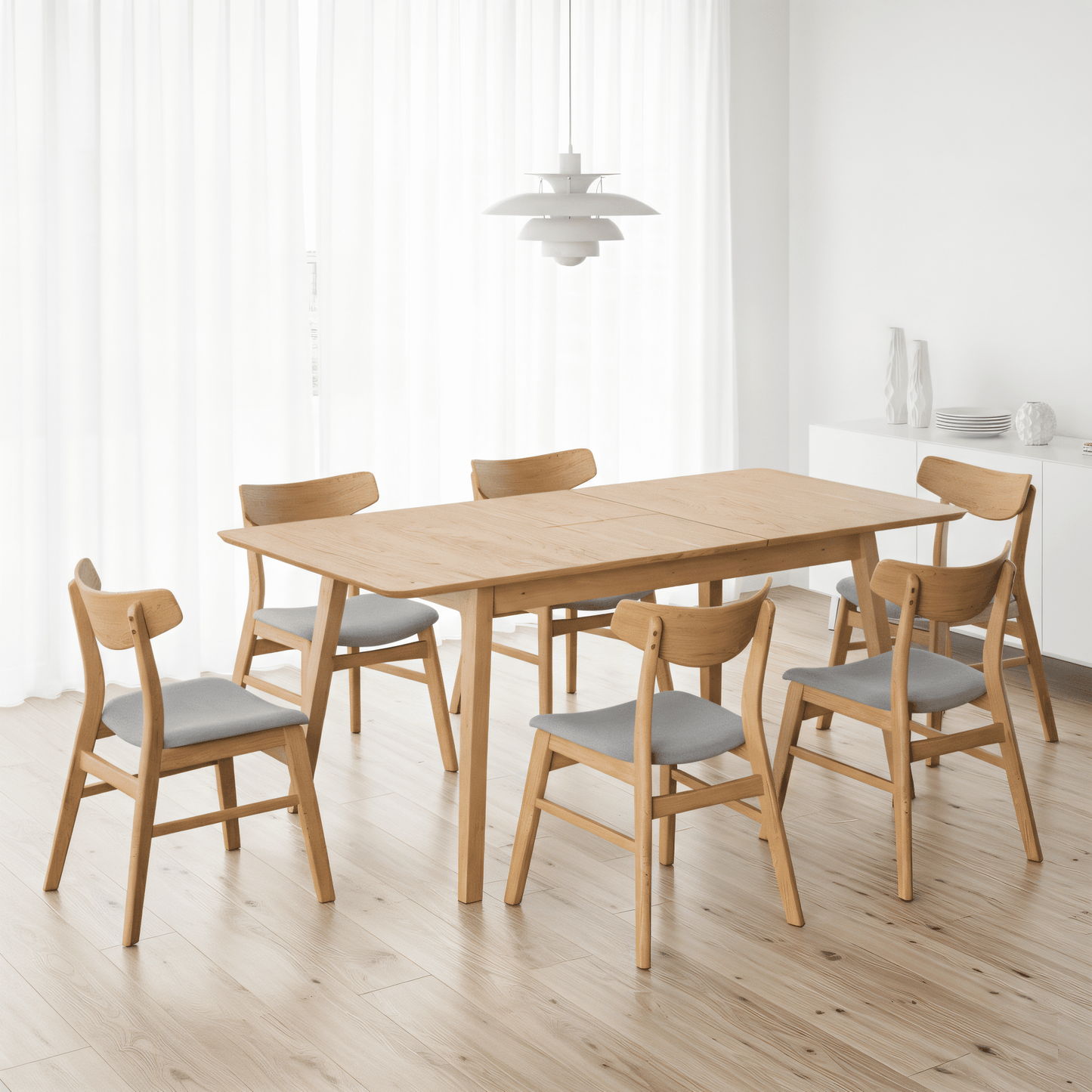 Juego de Comedor Extensible Austin de Madera con 6 Sillas