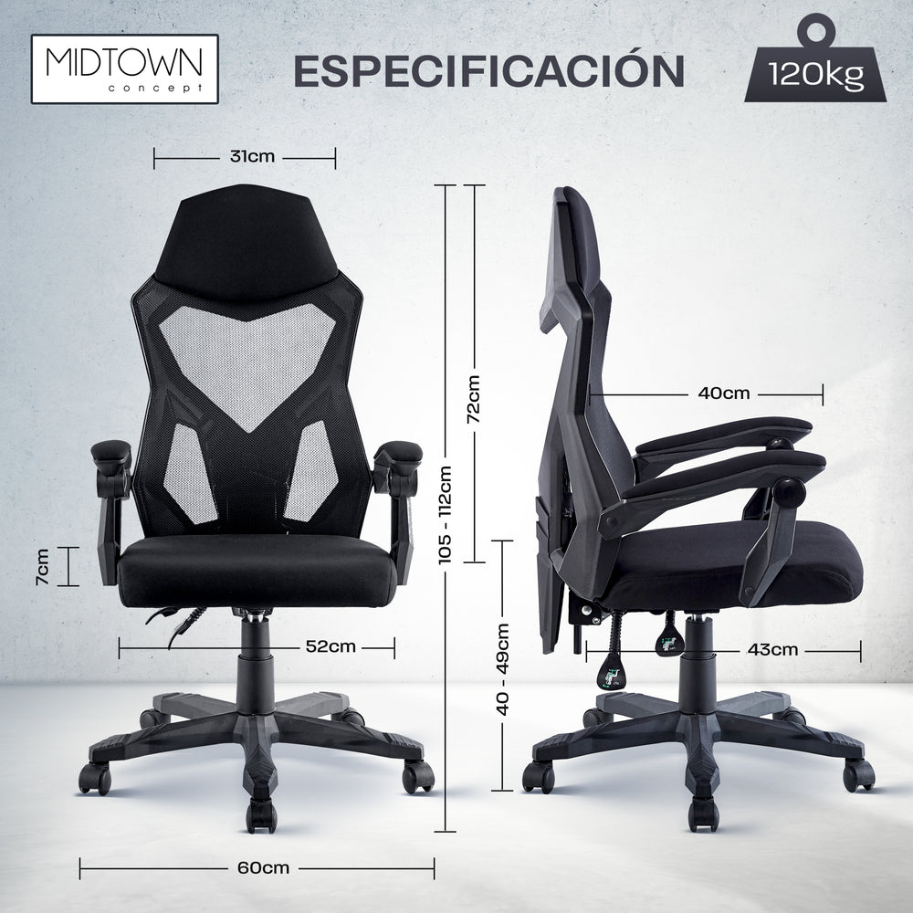 
                      
                        Silla de Oficina Ergonómica Reclinable Negra
                      
                    