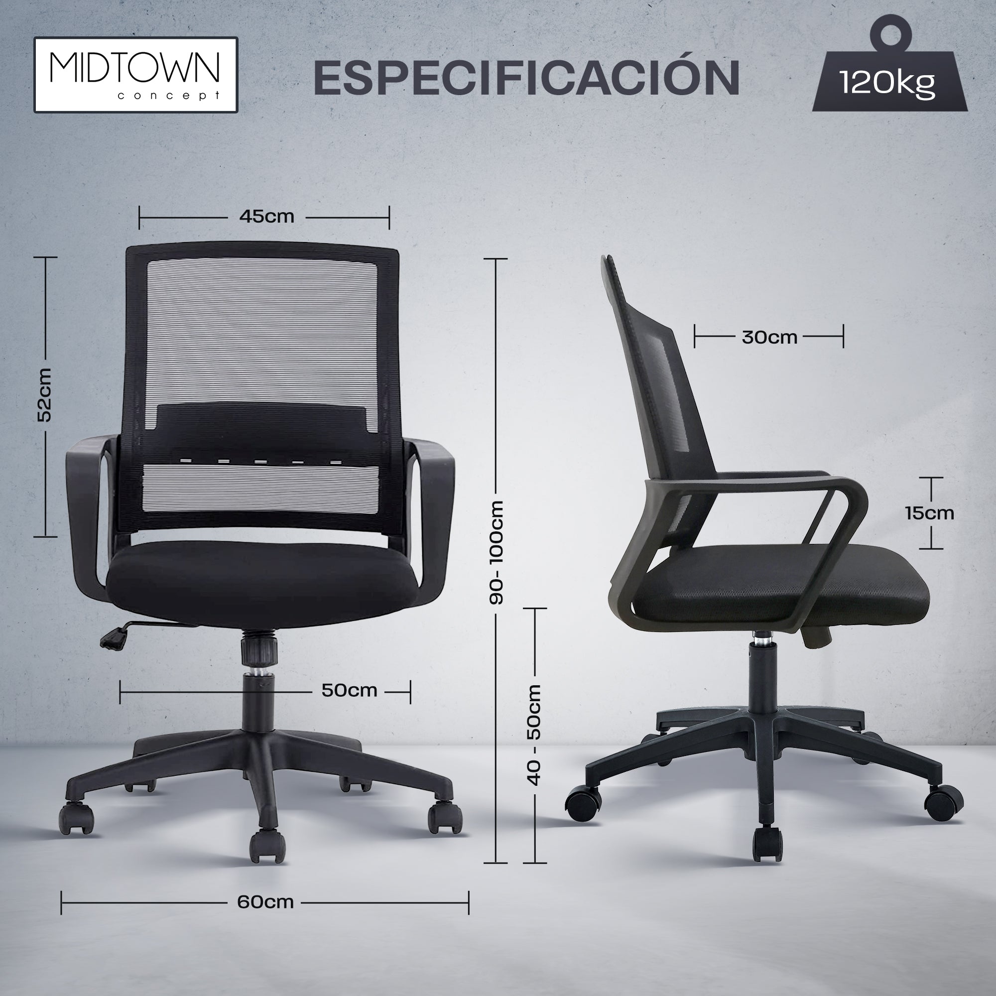 Silla para Escritorio y Oficina Ejecutiva con Soporte Lumbar