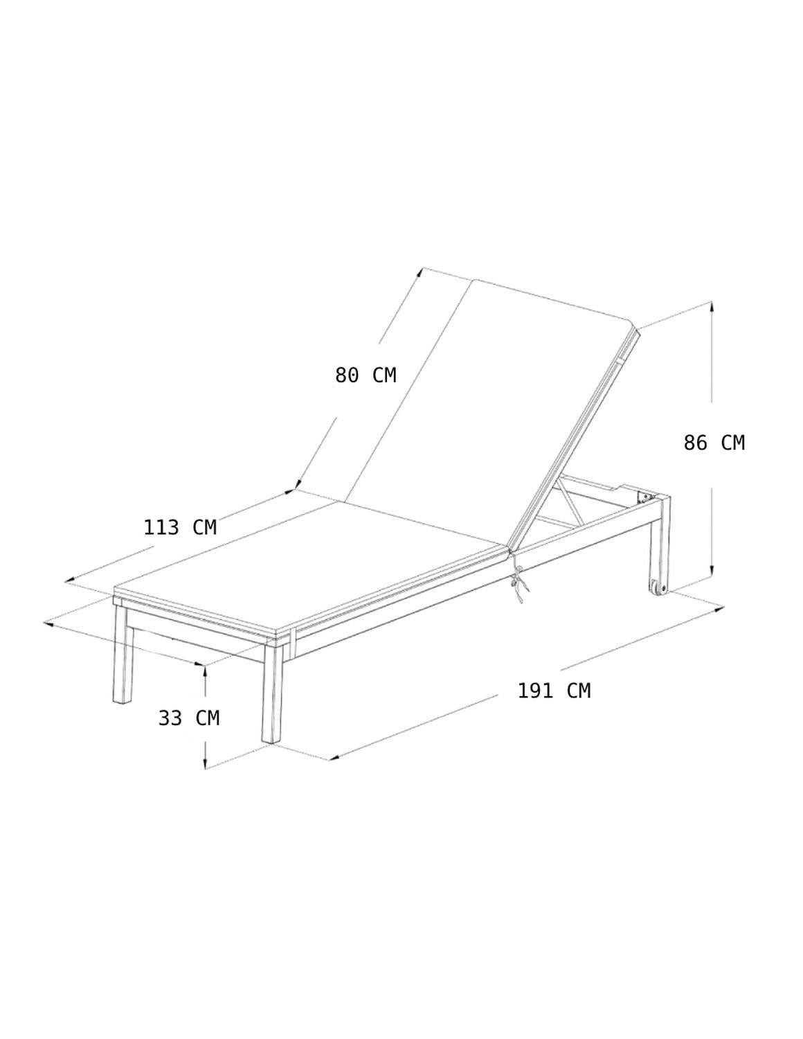 Camastro Washburn de Madera con Cojin para Jardin y Exterior