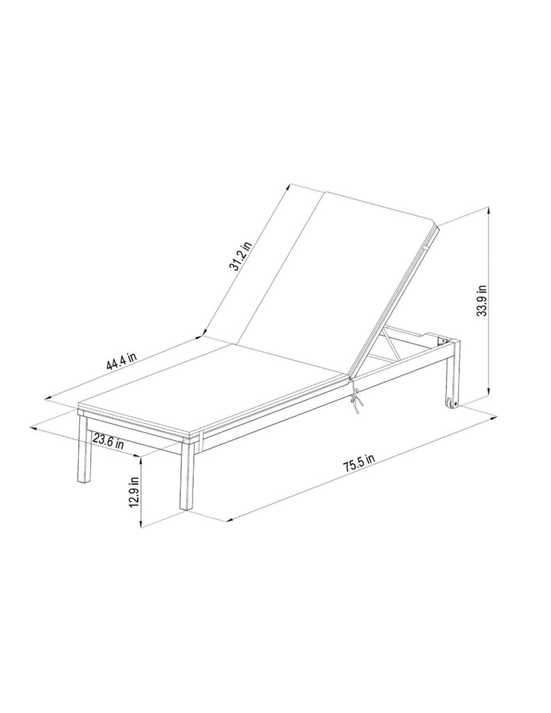  Camastro Washburn de Madera con Cojin para Jardin y Exterior