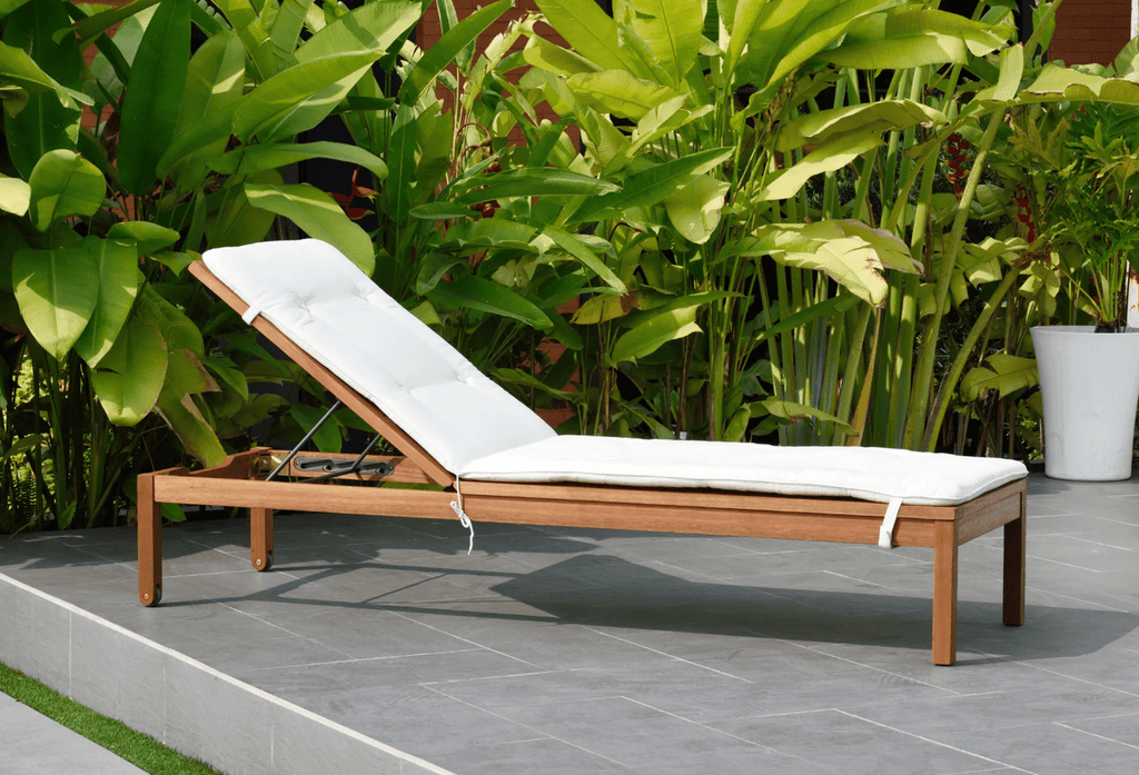  Camastro Washburn de Madera con Cojin para Jardin y Exterior