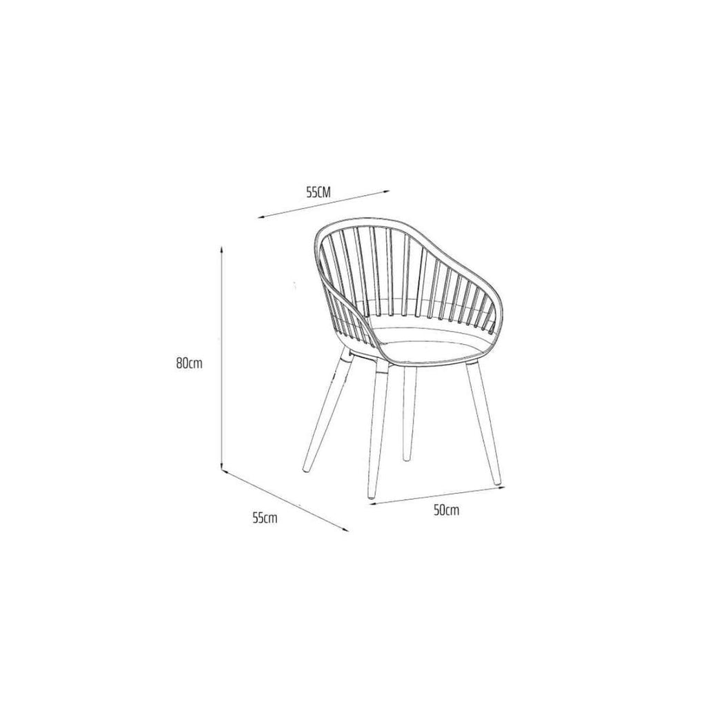 Dimensiones del producto Set 4 sillas Cannes Carver