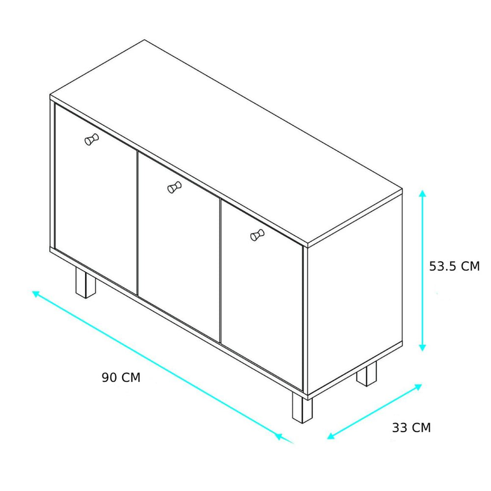 
                      
                        Comoda Cajonera de Madera con 3 Puertas
                      
                    